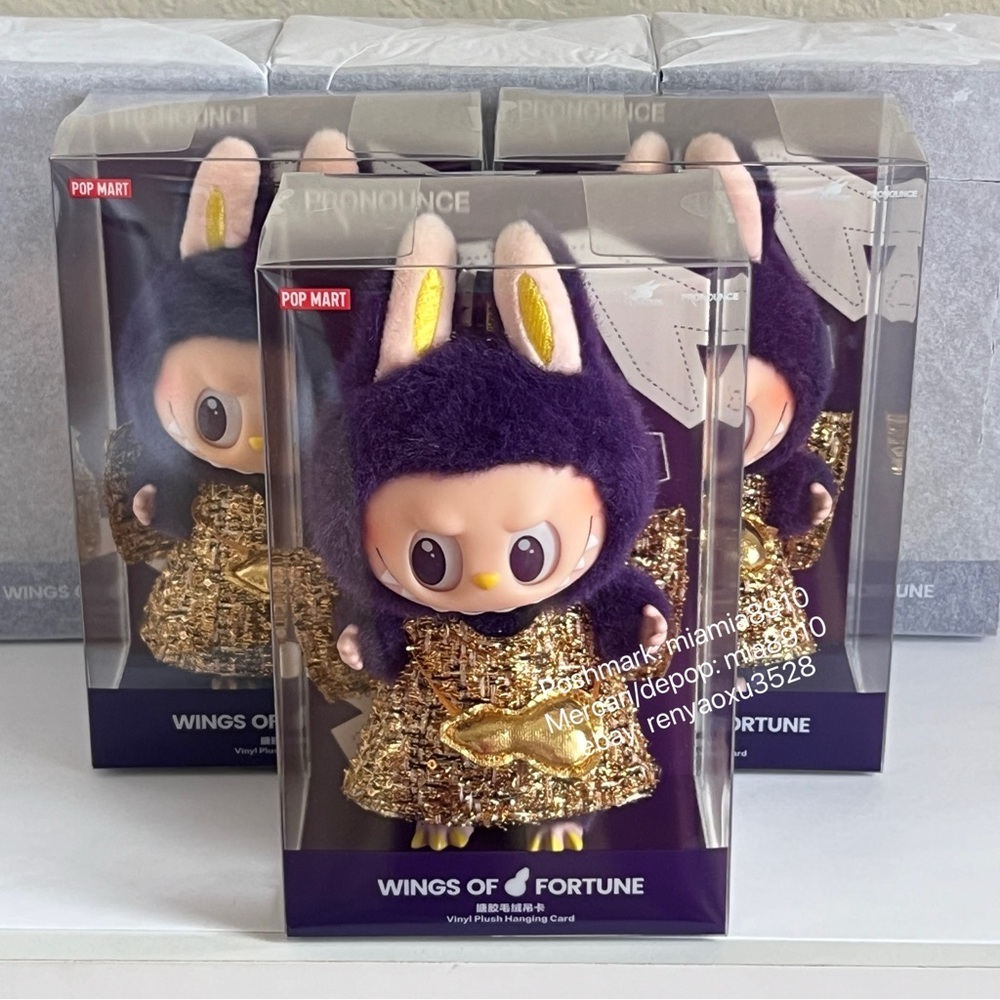 New Authentic LABUBU PRONOUNCE WINGS OF FORTUNE Vinyl Plush Hanging Card x 1